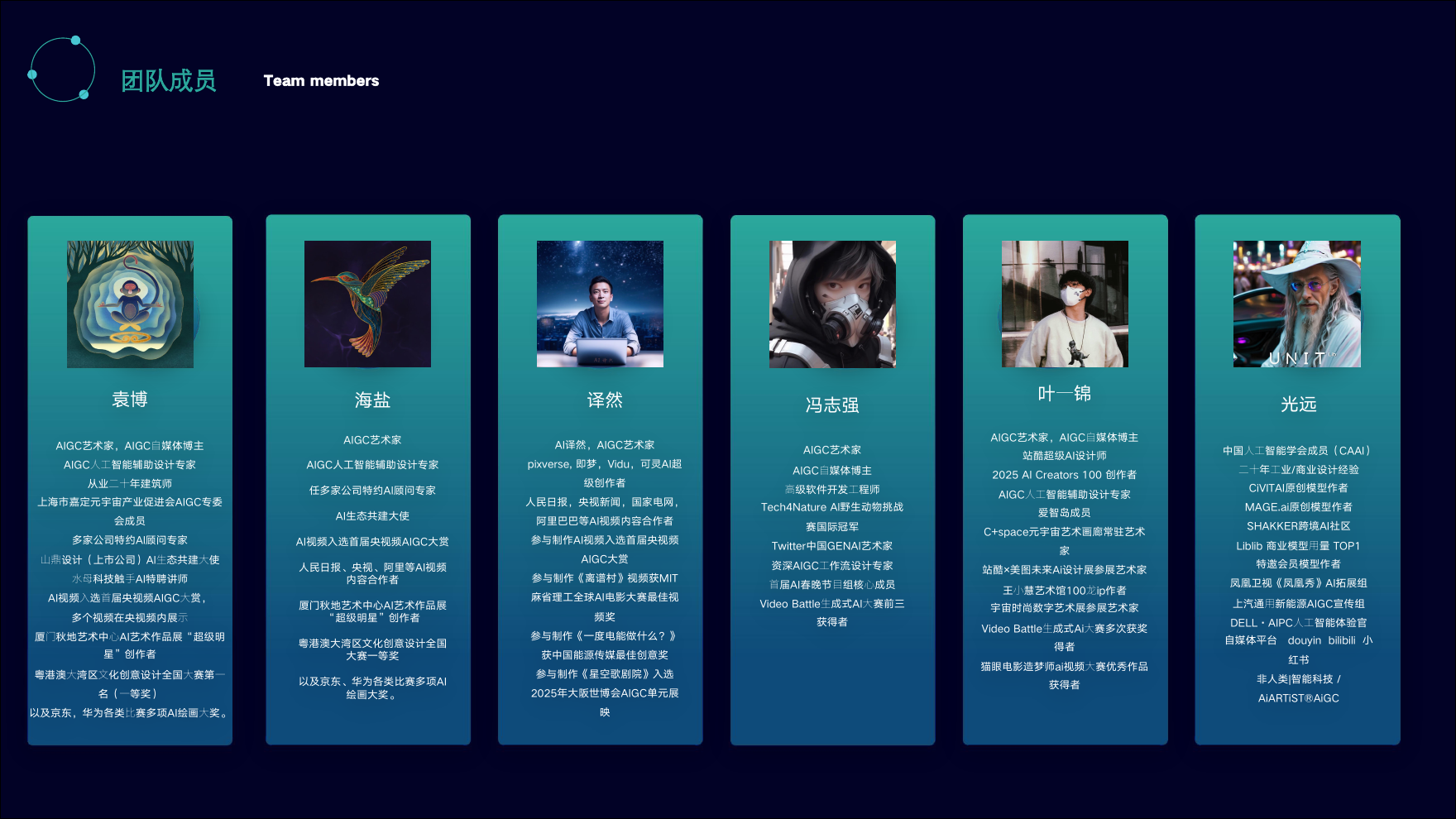 元影智能团队成员介绍页面